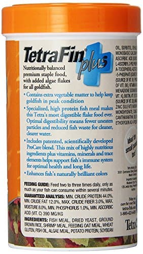 TetraFin Plus Goldfish Flakes 2.2 Ounces, Balanced Diet, With Algae To Promote Health