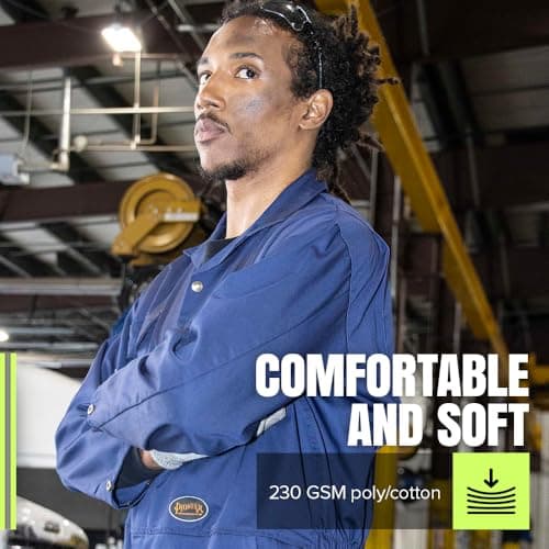 Pioneer Heavy Duty Work Coveralls for Men - 7 Pockets - Adjustable Wrist, Action Back, Elastic Waist - Regular Fit