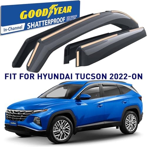 Goodyear Shatterproof in-Channel Window Deflectors for Hyundai Tucson 2022-2026, Rain Guards, Window Visors for Cars, Vent Deflector, Car Accessories, 4 pcs. - GY007802