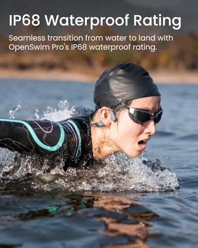 SHOKZ OpenSwim Pro - Open-Ear Bluetooth & MP3 Bone Conduction Sport Headphones, Swimming Headphones, IP68 Waterproof, Grey