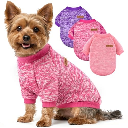 3 Pack Dog Sweaters for Small Dogs Girl Boy Winter Fleece Clothes Warm Soft Dog Sweatshirt Outfit for Dogs Cats Pet Apparel