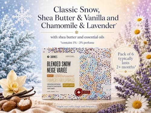 Snowies Bar Soap | Pack of 6 | Made in Canada | Mix Pack | 97% Natural, Essential Oils, Moisturizing, Glycerin, Vegan | For Men & Women | Blended Snow - 3 Scents (450 g, 75g x 6 bars)