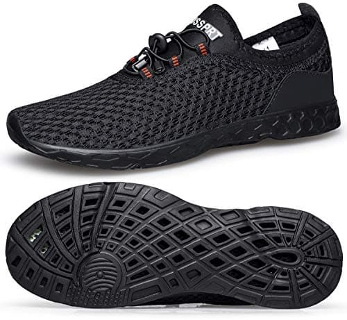 DOUSSPRT Men's Water Shoes Quick Drying Sports Aqua Shoes AllBlack Size 10.5