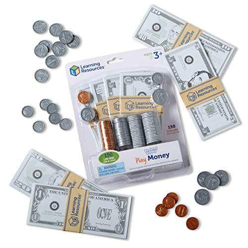 Learning Resources Pretend & Play Money - Kids Cash Register, Dollars, Pretend Classroom Play Sets for Kids, Toy Currency, Toy Dollar Bills