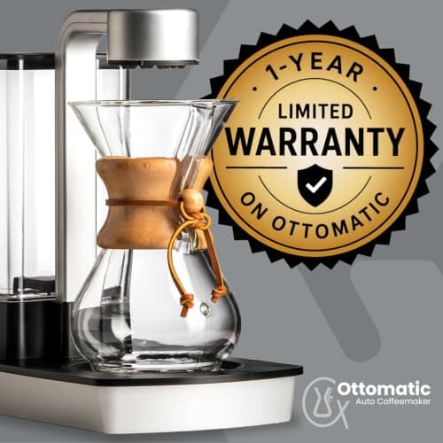Chemex Ottomatic Pour Over Coffee Maker Set, 40 oz Capacity – Automatic Pour Over Machine with 6 Cup Glass Coffeemaker, Specialty Drip Brewer, Barista Quality Coffee System