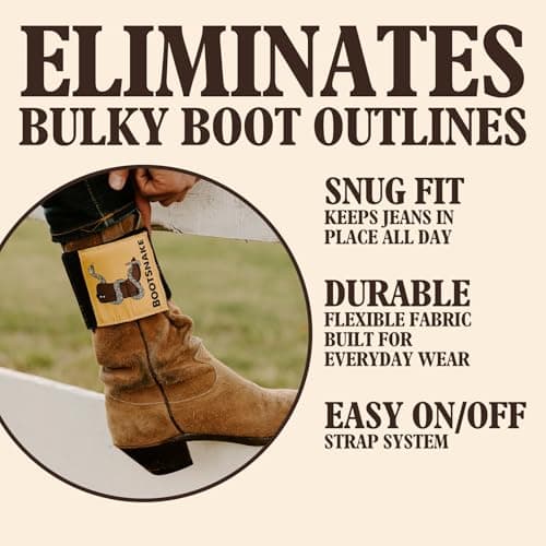 Bootsnake Cowboy Boot Accessory Strap, Reduces Boot Lines, Keeps Pant Legs Smooth, Blocks Dirt and Debris (Yellow, Standard)