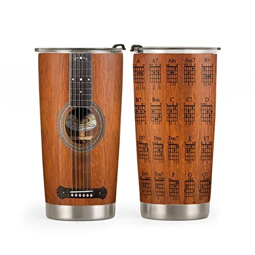20oz Acoustic Guitar Tumbler, Guitar Chords, Guitarist, Musician Gifts, Coffee Tumbler for Men, Women, Stainless Steel Double Wall Vacuum Insulated Coffee Mug, Travel Cup with Lid