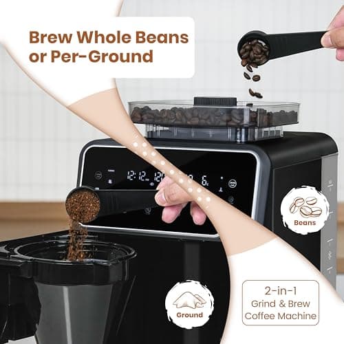 Gevi 10-Cup Drip Coffee Maker With Built-In Burr Grinder & Touch Screen