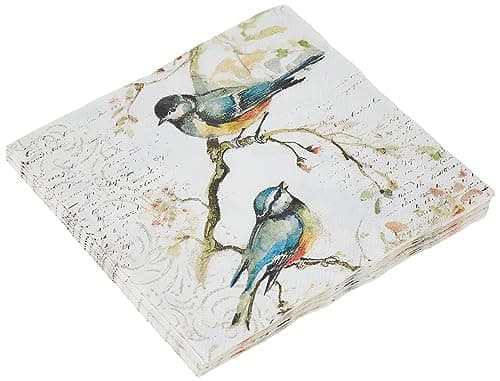 Boston International IHR Cocktail Beverage Paper Napkins, 20-Count, 5 x 5-Inches, Happy Little Titmice