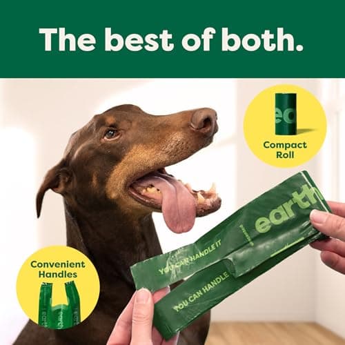 Earth Rated Dog Poop Bags with Easy-to-Tie Handles, Extra Wide Opening, Refill Roll Style, Guaranteed Leak-Proof, Lavender, 105 on Rolls
