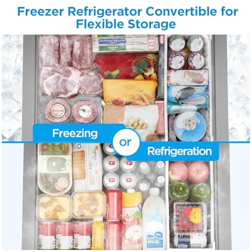 Midea MERC07C4BAWW Chest Freezer, 7.0 Cubic Feet Freezer With Removable Basket, Interior LED Light, Adjustable Temperature, For Kitchen Apartment Office, White