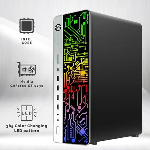 TechMagnet HP G3 RGB Computer PC Intel i5-6th Gen, AMD RX 550 Graphics, 32GB RAM, 512GB SSD + 1TB HDD, MTG New 24-inch Curved Monitor, RGB Kit, Webcam, Windows 11 Pro (Renewed)