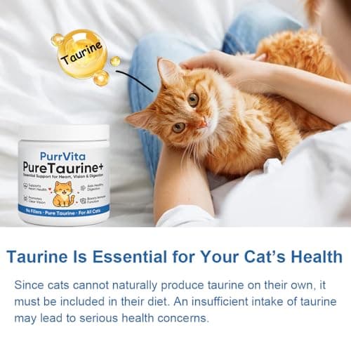 PurrVita Taurine for Cats, Pure Taurine Supplement Powder for Cats, Support Feline Vision, Heart & Immune, 200 Grams (1)
