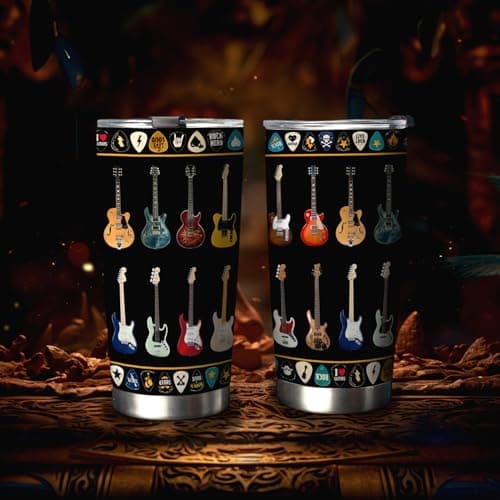 64HYDRO 20oz Electric Guitar Tumbler Cup - Music Gifts for Men, Musicians, Guitar Players - Insulated Travel Coffee Mug With Lid - Valentine's Day Gift