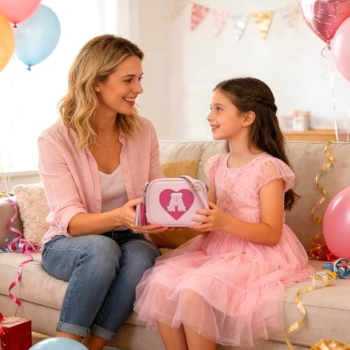 KKXIU Kids Purse Toddler Gifts for Girls and Women Vegan Leather Crossbody Bag with Tassel, A, Cute