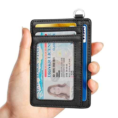 EcoVision Slim Minimalist Front Pocket Wallet, RFID Blocking Credit Card Holder Wallet with Detachable D-Shackle for Men Women