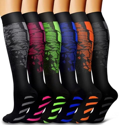 Bluemaple 6 Pack Copper Compression Socks for Women and Men Circulation-Best Support for Medical, Running,Nursing,Athletic