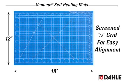 Dahle 10691 Vantage Self-Healing Cutting Mat, 12" x 18", Blue, 5 layer PVC Construction, 1/2" Grid Lines, Self Healing for Maximum Durability, Perfect for Cropping Photos, Cutting, Sewing, and Crafts