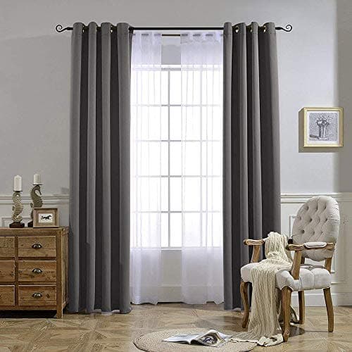 NICETOWN Blackout Curtains 2 Panels - Thermal Insulated Curtains 84 Inch Long,Room Darkening Grommet Curtains for Bedroom Living Room Windows (52 by 84 Inches,Grey,Set of 2)