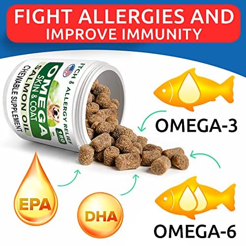 BARK&SPARK Omega 3 for Dogs - 360 Fish Oil Treats for Dog Shedding, Skin Allergy, Itch Relief, Hot Spots Treatment - Joint Health - Skin and Coat Supplement - EPA & DHA Fatty Acids - Alaskan Salmon