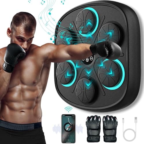 Smart Music Boxing Trainer, LED Electronic Wall Target with Bluetooth, Punching Reaction Speed Training Equipment for Home Gym, Fitness Boxing Machine for Adults Men Kids