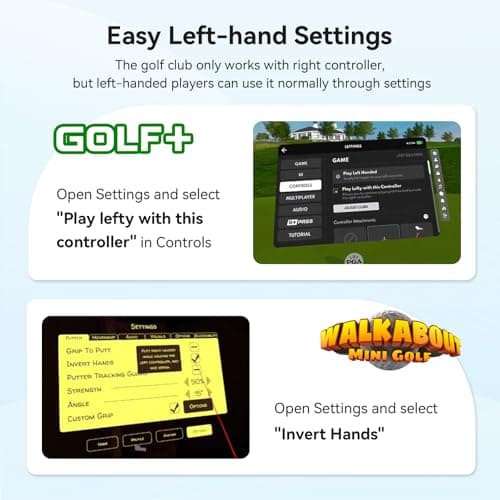 AMVR Golf Club Attachment Compatible with Quest 3/Quest 3s Accessories, Non-Slip VR Handle Grip for Golf +, 80 Degree Design Keep Tracking (for Right Controller)