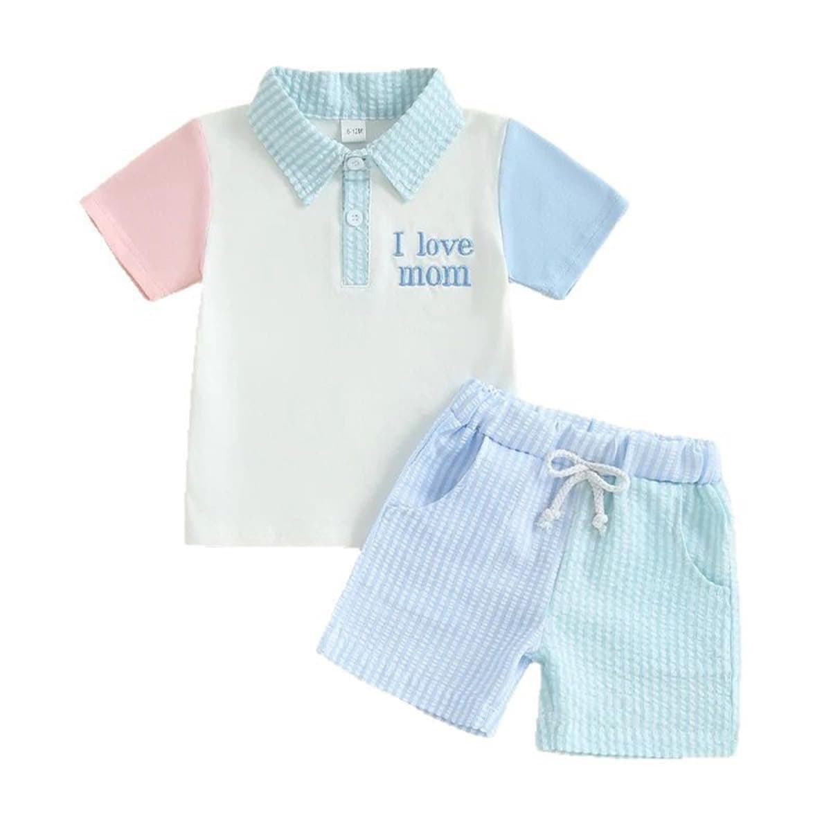 JENJON Conjunto Ropa para Niños Pequeños Manga Corta con Cuello Vuelto Camiseta Polo Lisa/Estampada y Pantalones Cortos 2 Piezas Chándal Traje para Verano