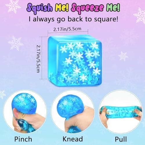 Squishy Fidget Toys Stress Cube - Squeeze Toys Stress Balls for Adults Slow Rising Squishies Glow in The Dark Snowflakes Sugar Sensory Toys for Kids with Autism Fidgets for Classroom Prize Toys