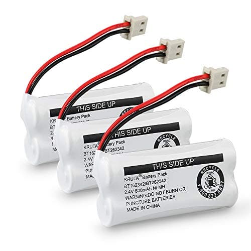 Kruta BT162342 BT262342 Cordless Phone Batteries Compatible with BT183342 BT283342 BT166342 BT266342 VTech CS6114 CS6419 CS6719 at&T EL52300 CL80111 Handset Telephone (Pack 3)