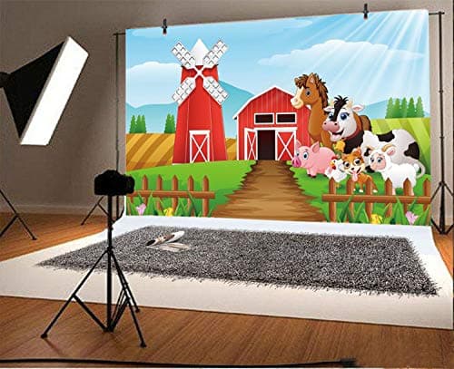 Yeele 8x6ft Cartoon Farm Pasture Background for Photography Countryside Shed Barn Scenery Livestock Animals Backdrop Rustic Baby Boy Kids Adult Children Portrait Shoots Photo Booth Props Y2WH03998