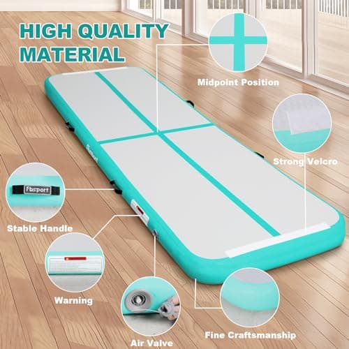 Inflatable Gymnastics Air Tumbling Track Mat Length 10ft Thickness 4 inches Tumble Track Floor Mat with Electric Air Pump for Home Use Training Cheerleading Yoga Water Gym Park