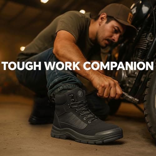 ANGRYRAM Steel Toe Boots for Men Women Lightweight Comfortable Steel Toe Shoes Puncture Proof Slip Resistant Construction Work Boots for Men Indestructible Safety Work Shoes