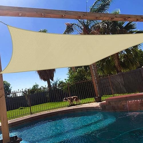 Windscreen4less 12' x 14' Sun Shade Sail Rectangle Outdoor Canopy Cover UV Block for Backyard Porch Pergola Deck Garden Patio (Beige)