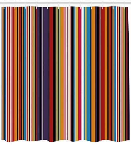 Ambesonne Abstract Shower Curtain, Vibrant Colored Stripes Vertical Pattern Funky a Modern Tile Illustration, Cloth Fabric Home Bathroom Art for Bath Decor Set with Hooks, 69" W x 70" L, Orange Purple