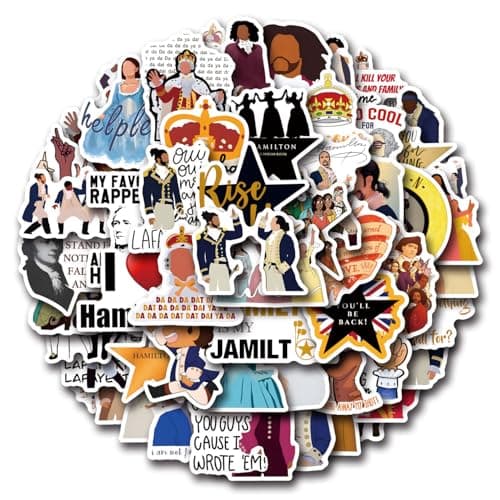 55PCS Hamilton Merch Stickers Pack Cute Musical Sticker for Water Bottle Laptop Skateboard Journal, Waterproof Vinyl Cool Decals for Teens Adults Party Supplies