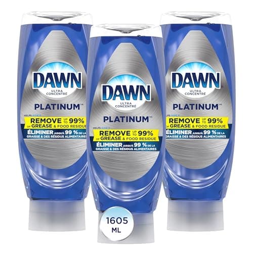 Dawn Platinum EZ-Squeeze Dish Soap Liquid, Dishwashing Liquid, Grease Removal, Upside Down Bottle, Fresh Rain, 3x535 mL, 3ct Bundle