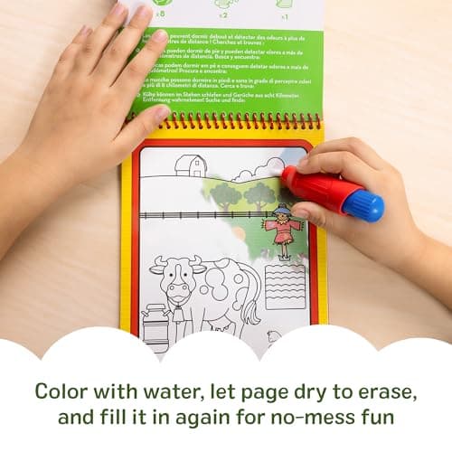 Melissa & Doug Water Wow! Mess Free Coloring Book, Reusable Water-Reveal Activity Pad, On The Farm, Travel Toys, Party Favors, for Toddlers & Kids Ages 3+
