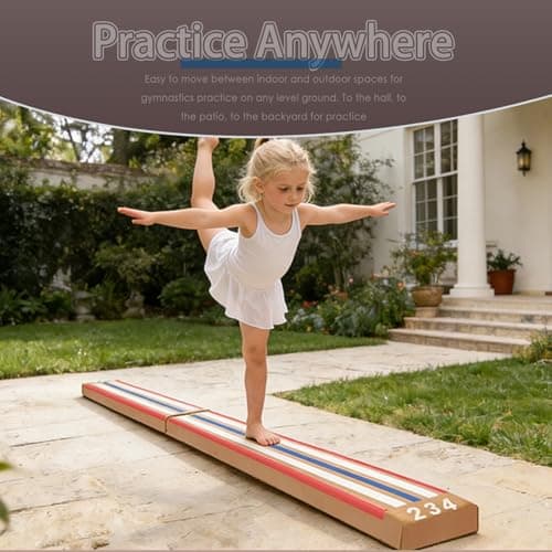 8 FT Folding Laser Beam Gymnastics, Non-Slip Floor Balance Beam | 330 Lbs Capacity, Pro-Grade Solid Wood Core for Kids, Beginners Professional | Home, School, Gym Training Equipment
