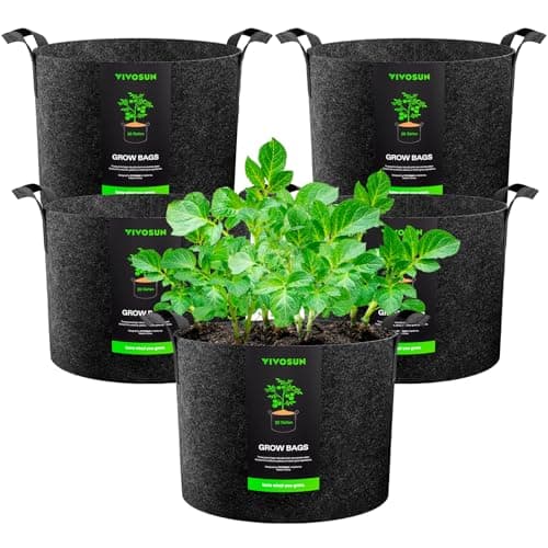 VIVOSUN 5-Pack 20 Gallons Grow Bags Heavy Duty Thickened Nonwoven Fabric Pots with Handles