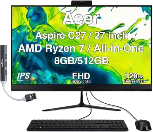 Acer Aspire C27 All-in-One Desktop, 27" IPS FHD, Ryzen 7 5825U