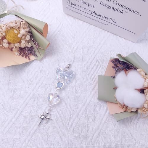 cioatu1-4PCS Cute Phone Charms Aesthetic Y2K Cell PhoneCharms Strap Strawberry Butterfly Star PhoneCharm Y2K Accessories for Bag Keychain Airpods Camera Pendants Decor (1x Blue Heart)