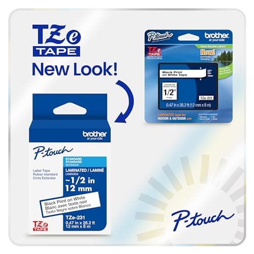 Brother TZE231 Genuine P-Touch Tape (12mm Black on White)