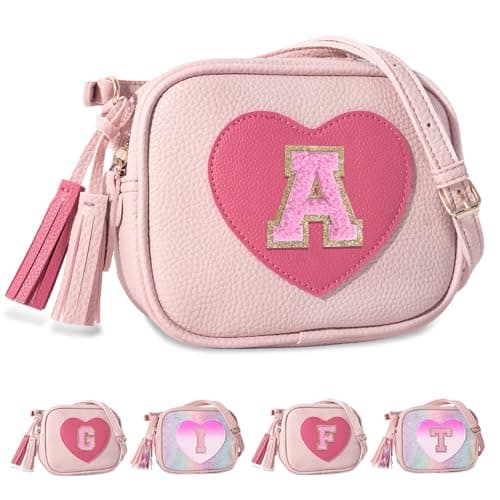 Birthday Gifts for 2 3 4 5 6 7 8 9 10 Year Old Girl,Cute Little Girl Purse Toddler Purse for Kids Wallet,Small Initial Shoulder Crossbody Bag,Personalized Christmas Gift for Daughter Baby(Pink,A)