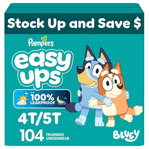 Pampers Training Pants - Easy Ups Boys & Girls Bluey - Size 4T-5T, 104 Count, Children's Potty Underwear (Packaging May Vary)