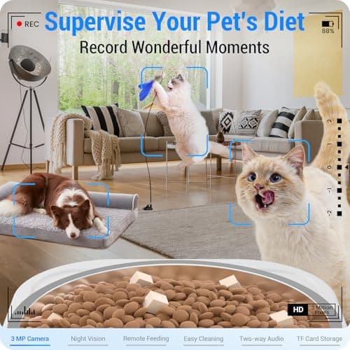 Automatic Cat Feeder with 2K Camera: 5G WiFi Automatic Dog Feeder with Night Vision,Cat Food Dispenser with 7L Large Food Storage Container for Multiple Pet,Detachable for Easy Clean -29 Cup(ACF100W)