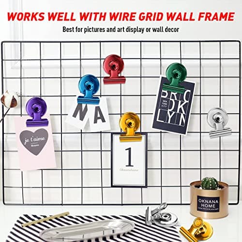 FINDMAG Magnetic Clips, 12 Pack Fridge Magnets for Picture Hanging, Heavy Duty Magnet Clips, Colorful Refrigerator Magnets for Kitchen, Sculptural Picture Frame, Whiteboard, Office, School