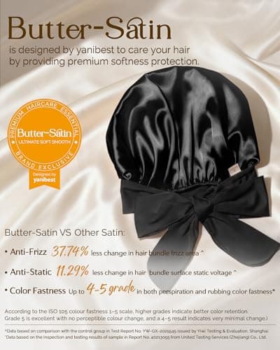 YANIBEST Satin Bonnet for Sleeping Women Double Layer Satin Lined Hair Bonnets with Tie Band Curly Natural Hair