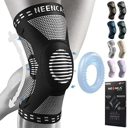 NEENCA Knee Brace for Knee Pain, Compression Knee Support with Air Mesh Fabric, Adjustable Knee Wrap with Side Stabilizers, Ultra-Soft Bandage for Sports, Running, Meniscus Tear, ACL, Arthritis Relief