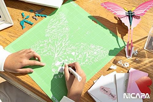 Nicapa Standard Grip Cutting Mat for Cricut Explore One/Air/Air 2/Maker (Standardgrip,12x12 inch,3pack) Adhesive&Sticky Non-Slip Flexible Vinyl Green Cut Mats Replacement Craft Accessories Set