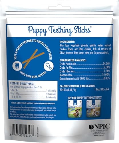 N-Bone Puppy Teething Sticks, Chicken Flavor, Natural Puppy Chew Sticks & Teething Treats, SQF Certified, Made with Rice Flour for Easy Digestion, Calcium Enriched (3.7oz)